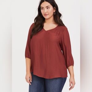 NWT Torrid red long sleeve crepe smocked blouse size 2X